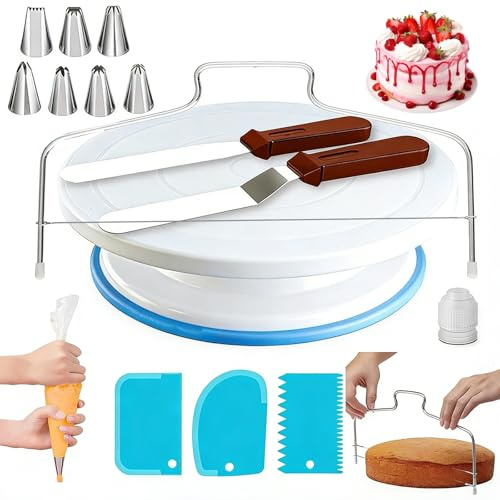 Cake Decorating Kit, 35 Pcs Cake Decorating Tools Cake Decorating Kits | Cake Decorating Kit Tools with Cake Turntable Icing Tips Piping Bags Spatula Scrapers Non-Slip Stand for Cake Decorating