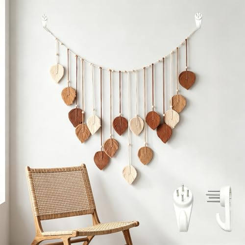 DKLUOLAN Handgewebter Makramee Wandbehang, Boho Stil Wandteppich & Wanddekoration, elegante Raumverzierung für Zuhause, Wohnzimmer, Schlafzimmer, Balkon und Kinderzimmer, Braun