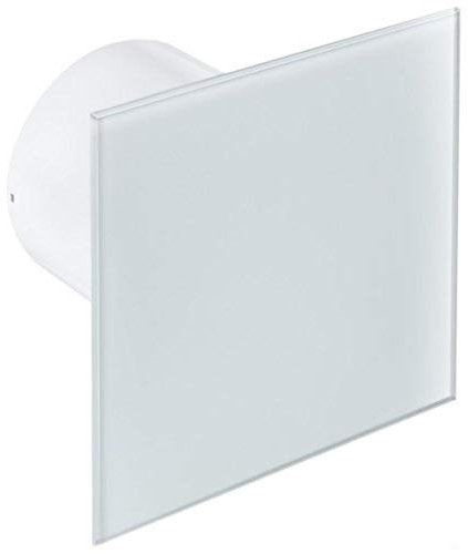Ø 100 mm Design Badventilator Glasfront mit Feuchtigkeitssensor Hygrostat sowie Timer Nachlauf und Rückstauklappe WEG100H Lüfter Ventilator Front Wandlüfter Badlüfter Ventilator Einbaulüfter Bad Küche leise Glas 10 cm