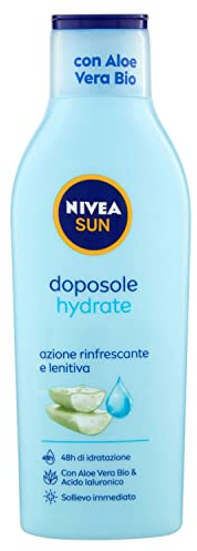 NIVEA SUN Latte Doposole Hydrate 200 ml, Crema doposole con aloe vera bio e acido ialuronico, Crema corpo idratante ad azione rinfrescante e lenitiva