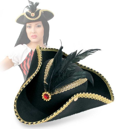 FASCHING 38421 Hut Edel-Pirat schwarz Straßstein NEU/OVP