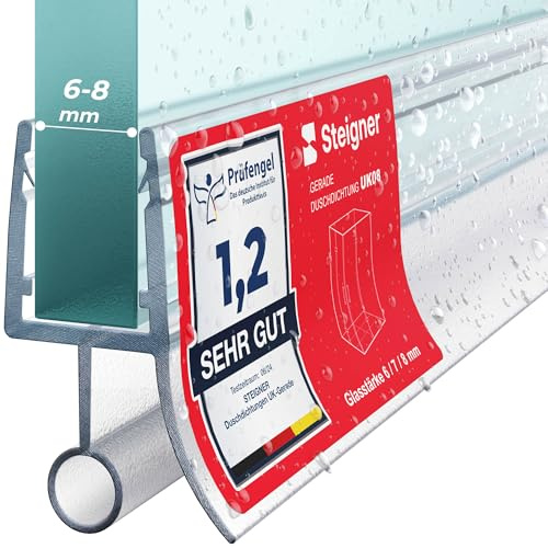 STEIGNER Duschtätnings list, 160cm, 6/7/ 8 mm tjockt glas, rak PVC-tätning, UK08