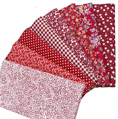 7 Stück 50 x 50 cm Rot Serie klein Blume Lattice Baumwolle Stoff für Patchwork Näharbeiten Tilda Puppe Reinigungstuch telas Patchwork