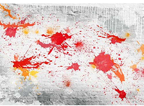 Runa Art Papel tapiz fotográfico muro de piedra de la pared de ladrillo Farbkleckse Moderna Lana Sala Cuarto Salón - Made in Germany - rojo gris 9324010b