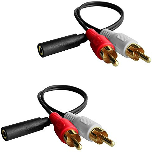 Posdou Y Connector Audio Cable 3.5mm Audio Female to 2 RCA Male Stereo Cable Compatible for TV, Smartphones, Tablets (8 inch,2 Pack)