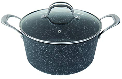 Masterpan Non Stick Cooking Pot with Lid 24cm / 4.7L | Large Induction Hob Pan Casserole Pot, Stock Pot, Pasta Pot, Soup Pot, Stew Pot | Non Toxic Cooking Pots Large Saucepan | Induction Pot with Lid