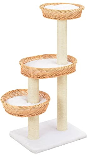 vidaXL Rascador para Gatos con Poste de Sisal Madera Natural de Sauce Mascotas