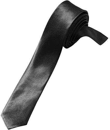 dressforfun 901020 Einfarbige Krawatte für Damen und Herren, glänzender Schlips in Einheitsgröße, schmale Krawatte für Party Kostüm Fasching Alltag Business - diverse Farben - (schwarz | Nr. 303677)