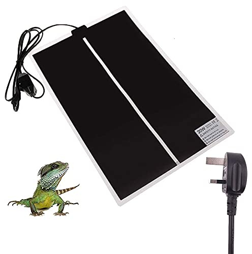 NEKOSUKI Reptile Heating Mat, 20W 16.5x11 inch Waterproof Reptile Heat Pad Under Tank Terrarium with Temperature Control, Safety Adjustable Reptile Heat Mat for Turtle, Tortoise, Snakes, Lizard, Gecko