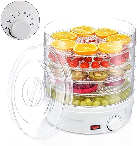 Youyijia 5 Tray Food Dehydrator Electric 35-70° Temperature Adjustable Home Dryer Machine for Home Healthy & Natural Fruits Vegetables Food 31 * 28 * 28CM