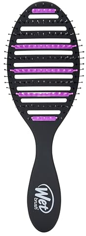 WetBrush Speed Dry Detangler with Heat Resistant Heatflex Bristles and Open Vent Design to Dry Hair Faster, For All Hair Types, Infused with Charcoal, Black