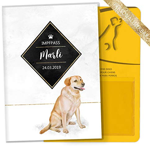 OLGS Impfpasshülle für Tiere Golden Touch Schutzhülle für dem Impfpass Tierpass Hülle personalisierbar mit Namen (Labrador, Impfpasshülle personalisiert)