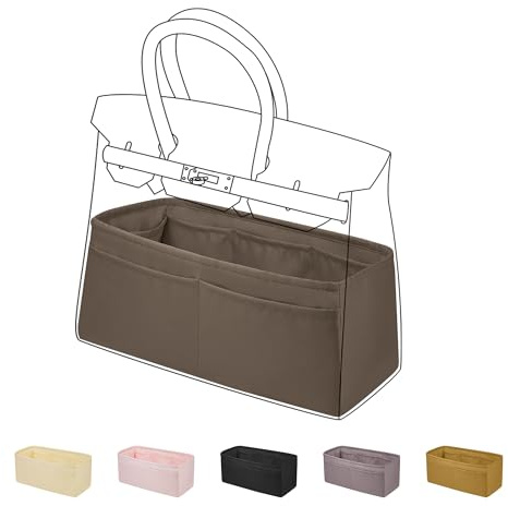DGAZ Satin Handtaschen Organizer für Birkin 30, Tasche in Tasche, Etoupe