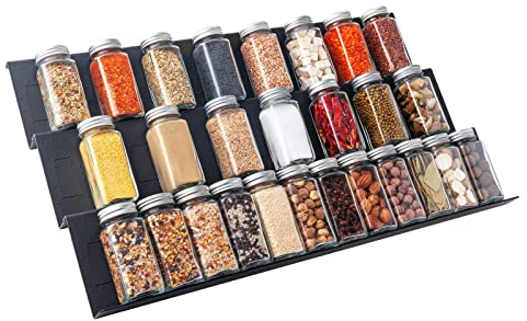 Famhap Gewürzregal Schublade 6PCS, Gewürz Organizer Schublade von 29,5cm bis 59cm Ausziehbar, Gewürzeinsatz Schublade Matte Textur, Gewürzhalter mit Rutschfesten Noppen