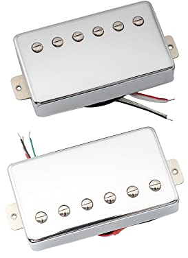 Artec LPA210 Alnico 5 Covered Humbucker Tonabnehmer Hals Steg Pickups Set für Les Paul Style E-Gitarre, Chrom