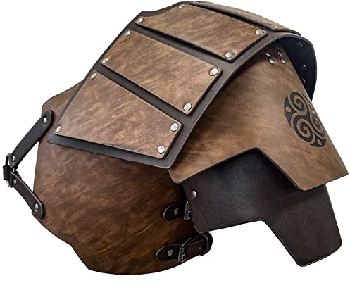 HiiFeuer Wikinger-Kunstleder-Einzelschulterschutz, Retro-Mittelalter-Ritter-Schulterschutz für LARP/Cosplay