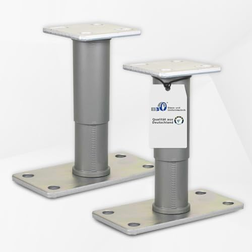 BB STANZ Pfostenträger Bodenplatte 160 x 80 x 6 mm (2 Stück) Stützfuß Bodenfuß Betonfuß höhenverstellbar verstellbar mit Platte Trägerplatte 80 x 80 x 6 mm
