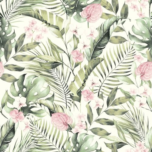 Arthouse | Tropical Floral Pink & Green Wallpaper | Stunning Botanical Design | Dramatic Feature Wall | Bedroom & Living Room Interior | Easy Paste The Paper Method | 1005 x 53cm