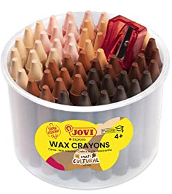 Jovi - Jumbo Wachs, 60 Stück dicke, abgerundete Wachse + Spitzer, multi-kulturelle Farben, sehr robust, fleckenfrei