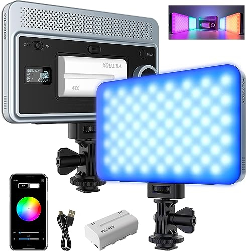 VILTROX Sprite 15C Panneau LED Photo Lumiere Portable rvb Lampe vidéo RGB Video Light 2800-6800K avec Connexion Cold Shoe,Batterie Externe,CRI95+ pour caméra DSLR,Streaming,Youtube,Tiktok