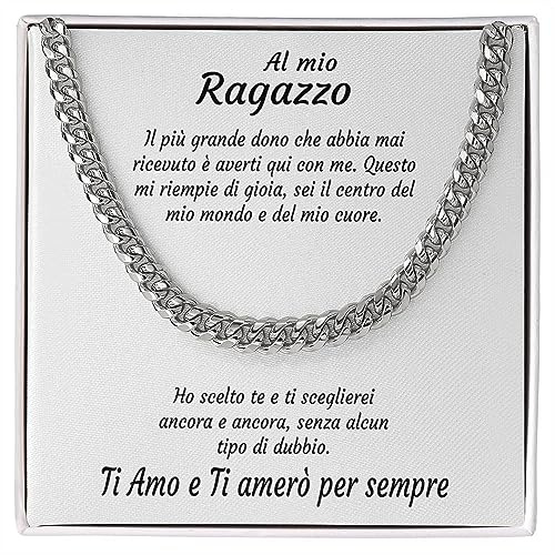 Bramart Collana Uomo Marito Fidanzato Ragazzo sei speciale Ti amo tanto - Idee Regali per lui per Natale anniversario - Cofanetto con DEDICA incluso (Grigio - Ragazzo, Acciaio inossidabile)