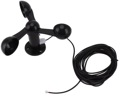 Anémomètre Professionnel à 3 Coupelles, Capteur de Vitesse du Vent avec Câble Étanche de 8 Mètres pour Stations Météorologiques et Centrales Électriques