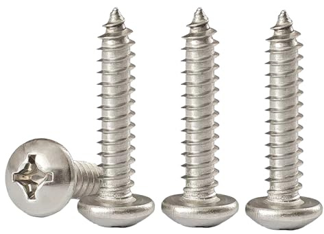 M4x40mm Phillips Pan Head Wood Screws 304 Stainless Steel Self-Tapping Screws for Wood/Sheet-Metal/Plasterboard Full Thread(50pcs)