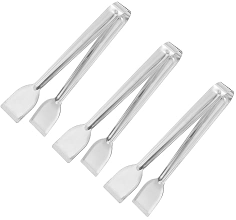 QUARKZMAN Service Pinces, 3pcs 8 pouce - Inox Acier Glace Pinces, Mini Sucre Pinces pour Apéritifs, Charcuterie, Desserts, Thé Fête, Bar, Café (Argent)