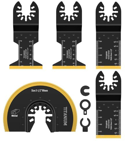 5 st svängande verktygsblad titan multiverktyg blad klippsågblad snabb hastighetsskärning för trä, metall, naglar och hårt material för Dewalt Rockwell Milwaukee Makita Ryobi med 3 extra adaptrar
