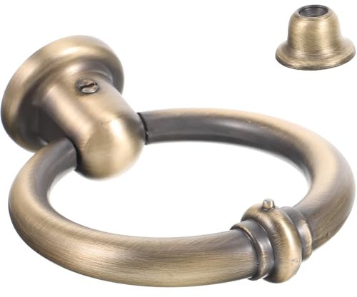 Homoyoyo Aldaba De Puerta De Seguridad Simple y Aldaba De La Placa De Llamador De Principal Llamador De Puerta Retro De Latón Antigua Aleación De Zinc Familiar 4.32x3.34x1In Café