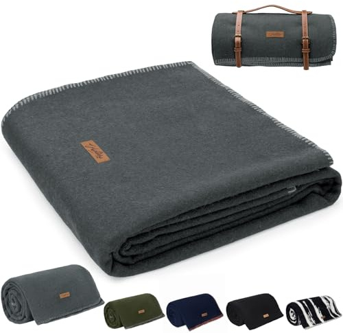 Molithe 100% Wolldecke, 122 x 157 cm, warm, dick, waschbar, militärische Wolldecke, ideal für Camping, im Freien, Sportveranstaltungen, Überlebenssets