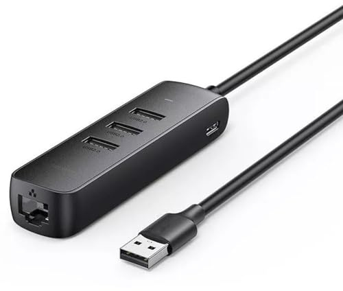 iFCOW Hub USB 2.0 con Ethernet, adaptador USB a Ethernet para laptop, concentrador multipuerto con Ethernet tipo C de 100 Mbps, 3 puertos USB 2.0 para Windows MacOS