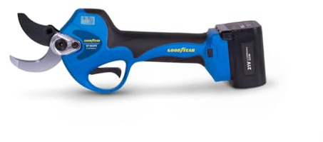 Goodyear – Forbici da potatura elettriche a batteria 21 V LI-ION 2 Ah. 40 mm Diametro taglio. Potenza di taglio 1050 W. Forbici elettriche Tagliasiepi 3 ore Autonomia. Include 2 Batterie/Kit Strumenti