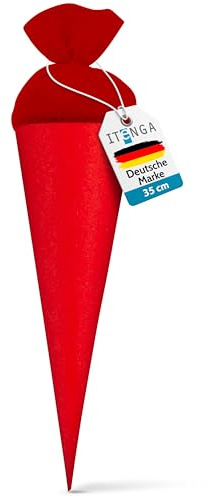 itenga Petit sac d'école de bricolage pour frères et sœurs - Rond - 35 cm - Avec fermeture en feutre (rouge)