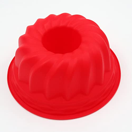 Stampo per ciambella, 23 cm, in silicone, antiaderente, resistente alle temperature, per dolci (rosso)