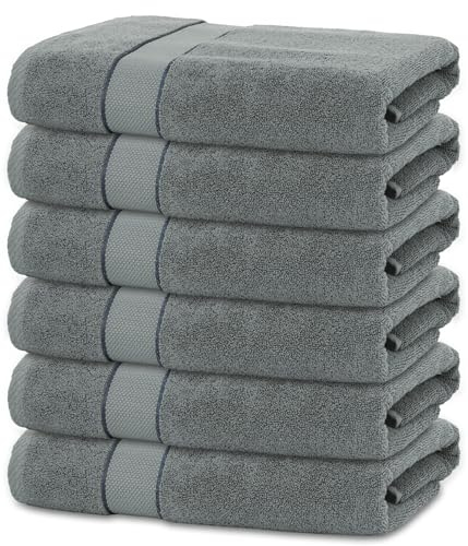 BANANALU 6 Badetücher 70x140 cm 100% Baumwolle Badetuch Duschtuch Grau-Grün