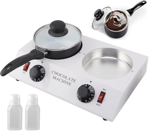 forplubossmmp Chocolate Melting Pot Machine + Non-stick Pot, Chocolate Machine with 2 Squeeze Storage Bottle, Chocolate Fountains Baking Tools & Accessories for Melt Chocolate Butter, Warm the Milk