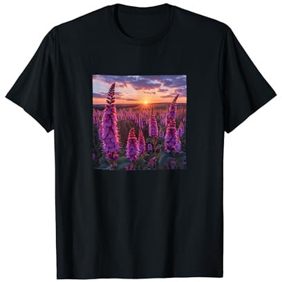 Anise Hyssop Flower Field Beautiful Sunset Graphic T-Shirt
