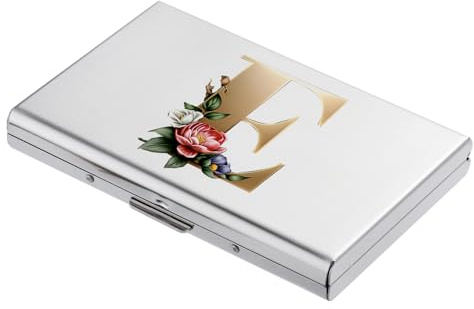 BONSYL® Kreditkortshållare, Smal RFID Blockerande Korthållare Plånbok, Moderiktig Design och Konstnärliga Mönster Metall Kreditkortshållare Plånbok, för Män Kvinnor. (6 Kort/Silver/E)