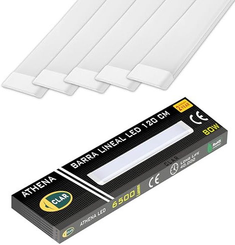 CLAR - LED-skärm 120 cm, LED-skärm, LED-armatur 120 cm, takarmatur, LED-grenuttag, kök, LED-bar, LED-armatur, LED-displayer, LED-taklist, LED-remsor, 4 000 ºK (80 W pack 5)