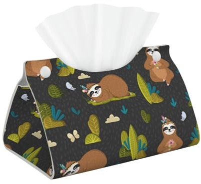 Yoga-Faultier mit Blumen, Taschentuchbox-Abdeckung, Taschentuchbox-Halter, dekorativer Organizer für Heimdekoration, Tischplatte und Auto