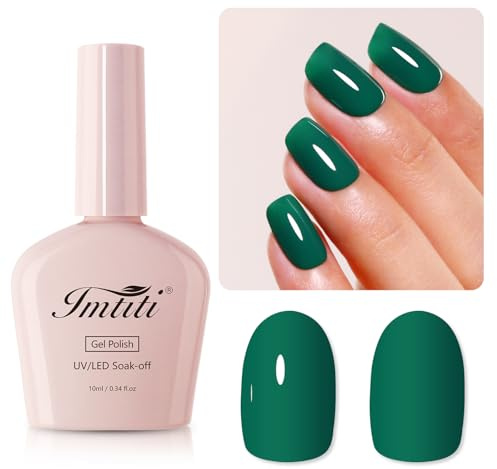 Imtiti Grün UV Nagellack, 10ML Smaragd Grün UV Gel Nagellack Soak Off Led Gel Nail Polish Herbst Winter DIY Nagel Kunst Starter Maniküre Salon Gellack Kit