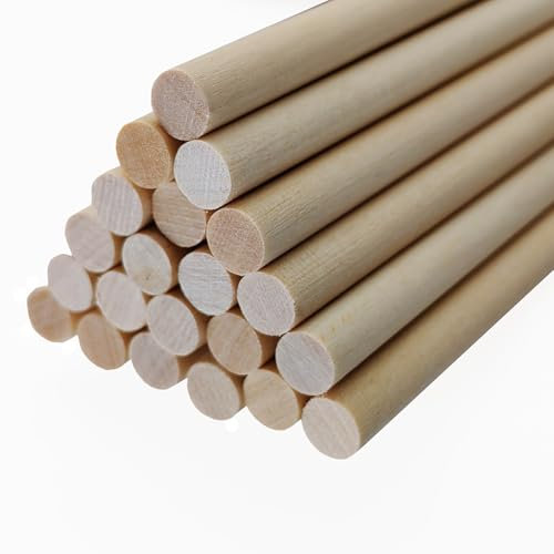 25 Stück Holzstäbe rund natur Holzstäbe, Holzstäbchen,Holzstange,Rundhölzer Glatt, Rundstab Glatt, Holzstock aus Massiv-Holz, Bastelstäbe, Holz Stäbe für DIY Handwerkm, Zuckerwatte Stäbe (30cmX10mm)