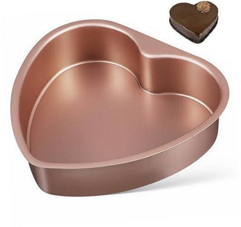 LALADEFIEE Stampo Per Torta a Forma Di Cuore 8 Pollici, Teglia in Lega Di Alluminio Base Rimovibile, Per Cottura Di Dolci, Brownies e Mousse, Utensile Per Preparazioni Casalinghe