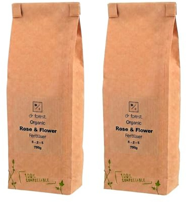 Dr Forest Organic Rose Fertiliser 5-3-5 - Slow Release Plant Food for Roses and Flowering Shrubs - Balanced Feed with Calcium - Made with Organic Ingredients - Handmade in Stockport
