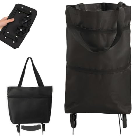 Einkaufstrolley Klappbar,RoadLoo Faltbare Einkaufstasche mit Rollen Faltung leichte Einkaufswagens auf Rädern Multifunktionale Reise Einkaufstasche 2 in 1 Shopping Trolley Ideal für Küche Supermärkte