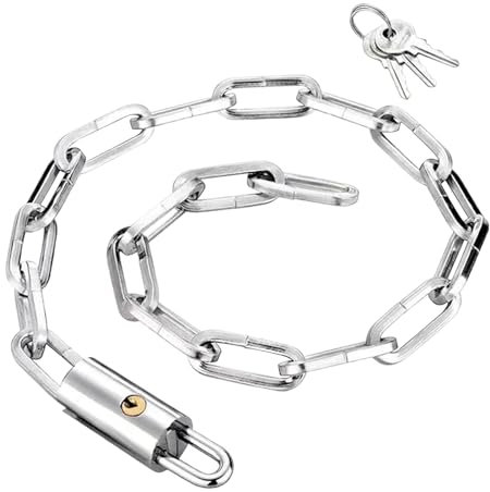 Heavy Duty Bike Lock, Kettenschloss mit Schlüsseln, Stahl-Fahrradschloss, extra lange Sicherheitskette, Schwerlast-Fahrradschloss, Kettenschloss für Gate, Stahlschloss, robuste Verriegelung für