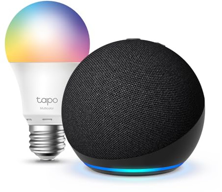 Echo Dot (5e génération) | Anthracite + Tapo L530EA ampoule connectée LED (E27), Fonctionne avec Alexa - Kit de démarrage Maison connectée
