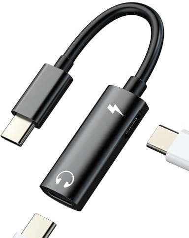 Adaptador USB C Jack Auriculares Cargador(2 en 1) para Apple Doble Tipo C DAC Audio Carga Conector para iPhone 16 15 Pro MAX para iPad Headphone Adapter Compatible con Samsung S25 S24 S23 Convertidor
