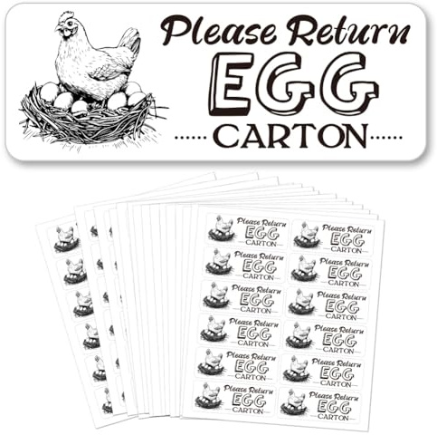 GOMAKERER 180 Pcs Please Return Egg Carton Labels, 2.5x6.7cm Farm Fresh Eggs Sticker PET Adhesive Egg Packaging Stickers for Box Container Carton Farm Supplies